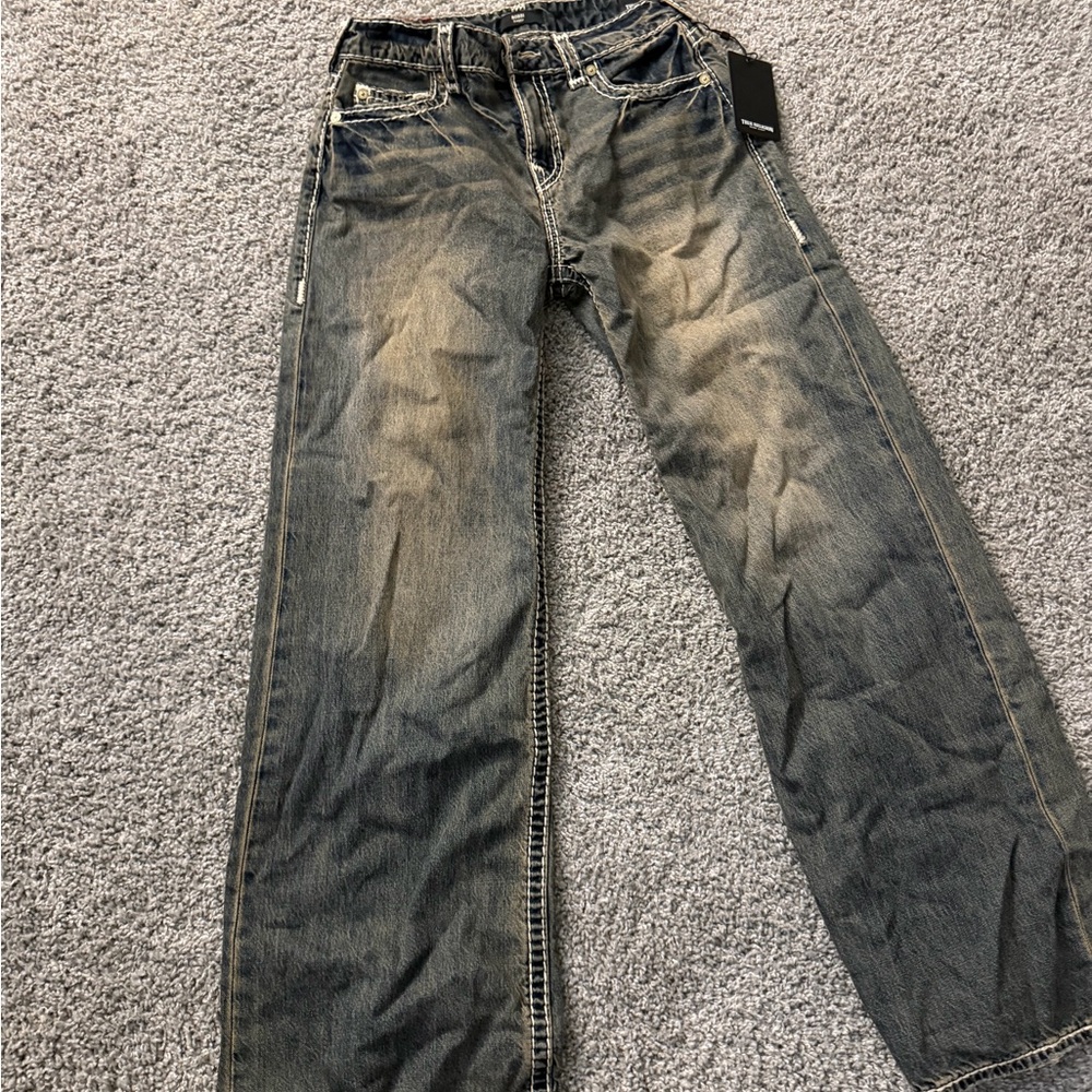 True Religion Relaxed Fit Faded Blue Jeans
